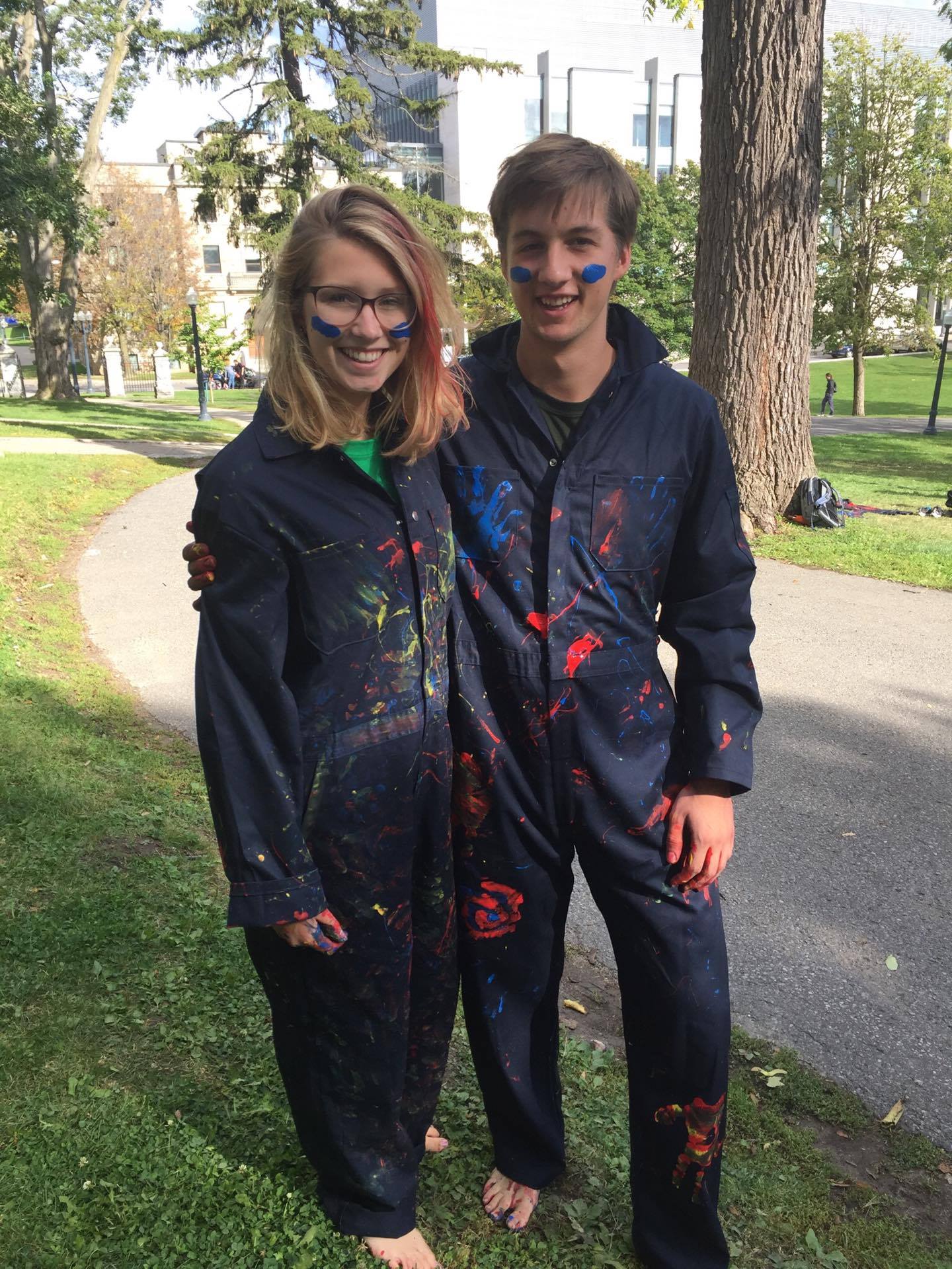 Ben and Madison in Queens coveralls
